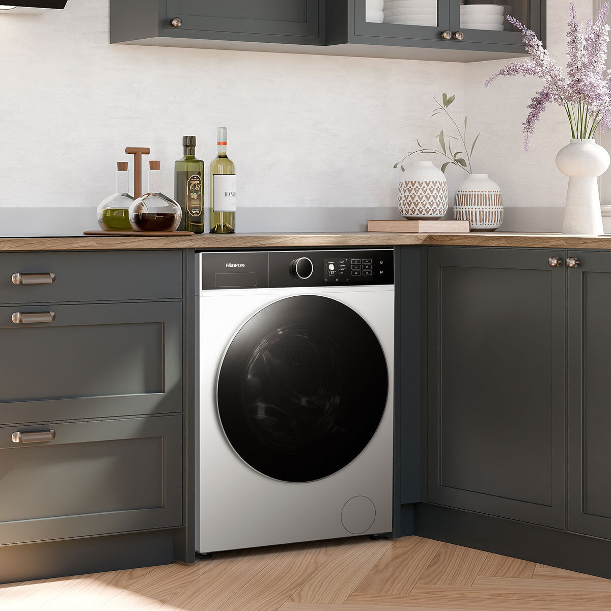 Hisense KitchenFit 5i Series WD5I1245BWR, 12kg/ 8kg Washer Dryer, D Rated in White