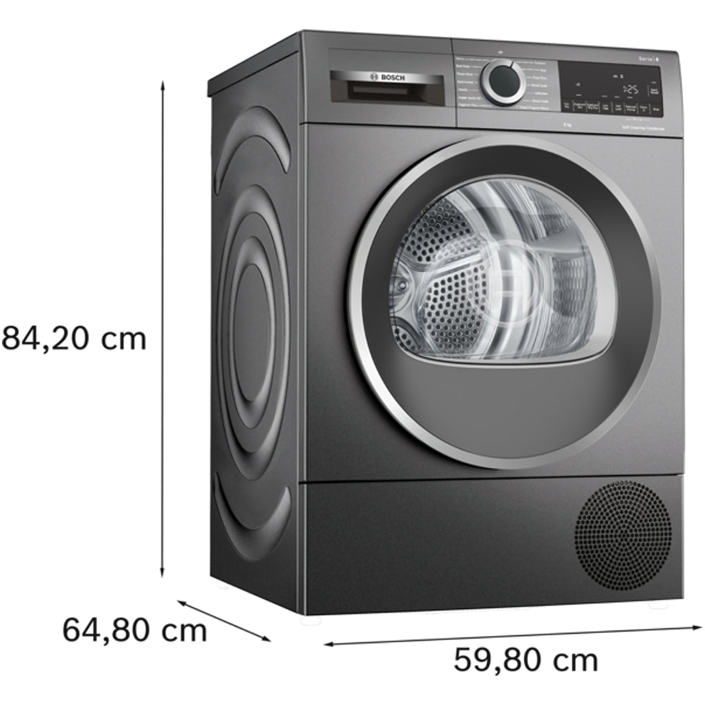Bosch WQG245R1GB Series 6 9kg Heat Pump Tumble Dryer Graphite - A+++ Rated